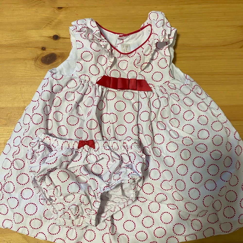 mayoral white snd pink baby dress and bloomers